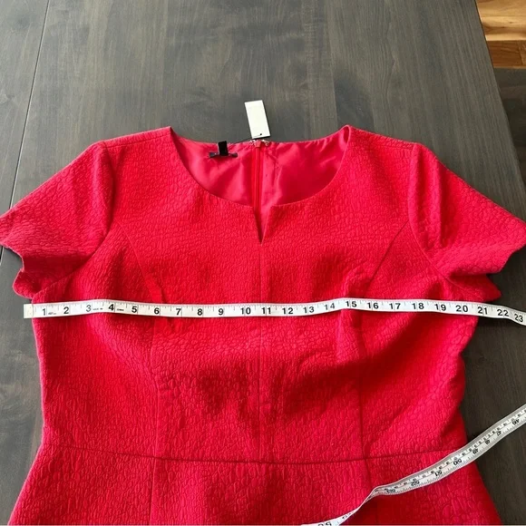 NWT Talbots Red Textured Fitted Cocktail Midi Dress 16 - Picture 8 of 11